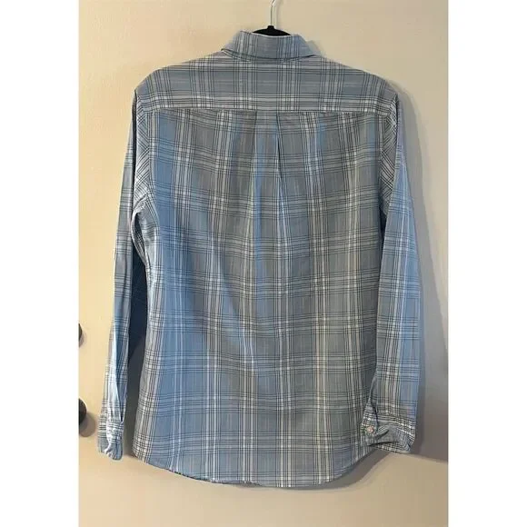 Vineyard Vines Men's Linen Blend Classic Fit Murray Plaid Shirt Blue/Pink Size S - Picture 2 of 7